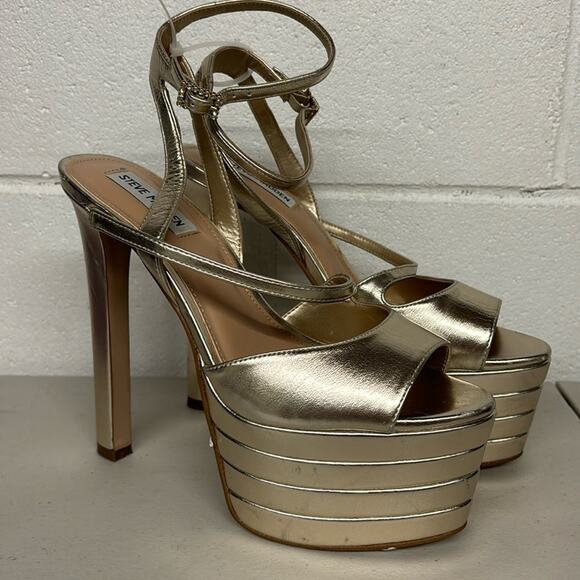 Steve Madden Shoes - New Steve Madden Larssa Pump gold Platform Heel sz 9.5 sexy stripper pleasure